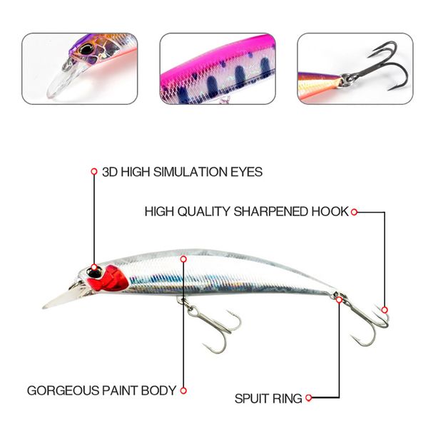 Nuovo prodotto 95mm 21g Minnow Fishing Lure Affondamento Esca dura Wobbler Japan Design Bionic Esca artificiale Bass Pike Attrezzatura da pesca