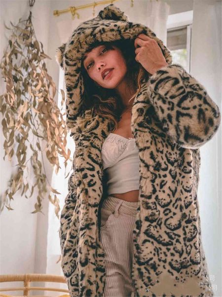 

blends leather for kawaii cat women ear hooded leopard cardigan teddy jacket plus size winter coat, Black