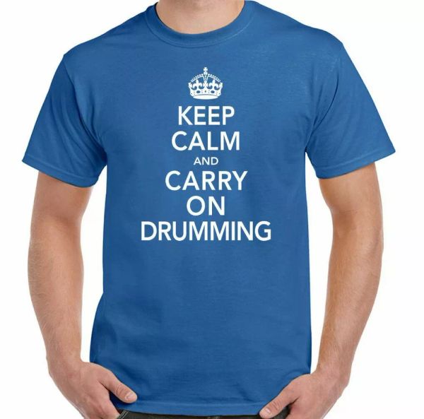 

drumming t-shirt keep calm & carry on mens funny, White;black
