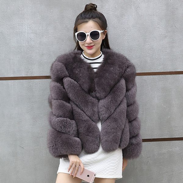 

women's fur coat fashion full sleeves patchwork coats for women casual faux fur thick warm jacket fourrure femme, Black