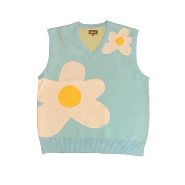 

men luxury golf flower le fleur tyler the creator knit casual sweaters vest sleeveless asian plug size high drake #m12 211009, White;black
