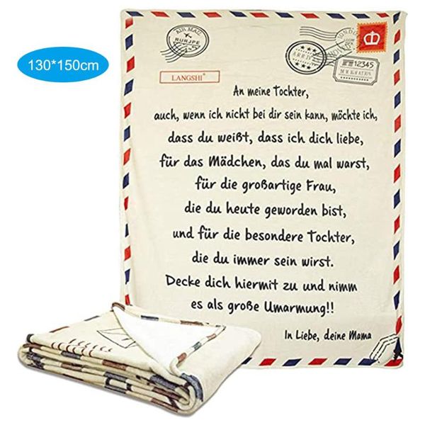 

blankets letter flannel blanket 130*150cm german postcard positive energy christmas thanksgiving birthday present