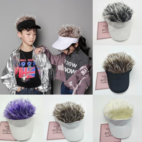 

children's lesbian boys wigs baseball caps european and american fur outdoor sun hats#g & hats, Yellow