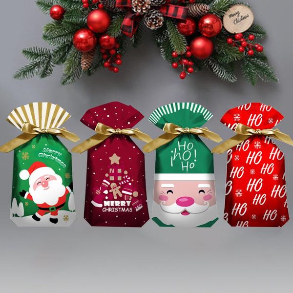 

christmas decorations 10pcs wrapping gift bags with drawstring santa claus candy cookie merry party 2021