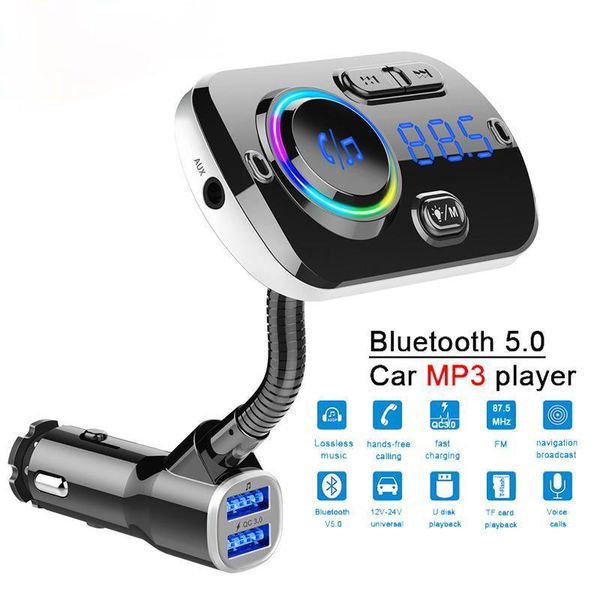 

car audio 5.0 mp3 player bluetooth music fm transmitter modulator with 3.0a dual usb charger auto radio 2021