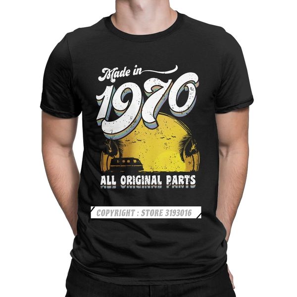 

ccccsportVintage Design Mens Tops Tees Made In 1970 All Original Parts 50 Birthday Christmas T Shirts Father Big Clothing Custom, Brown