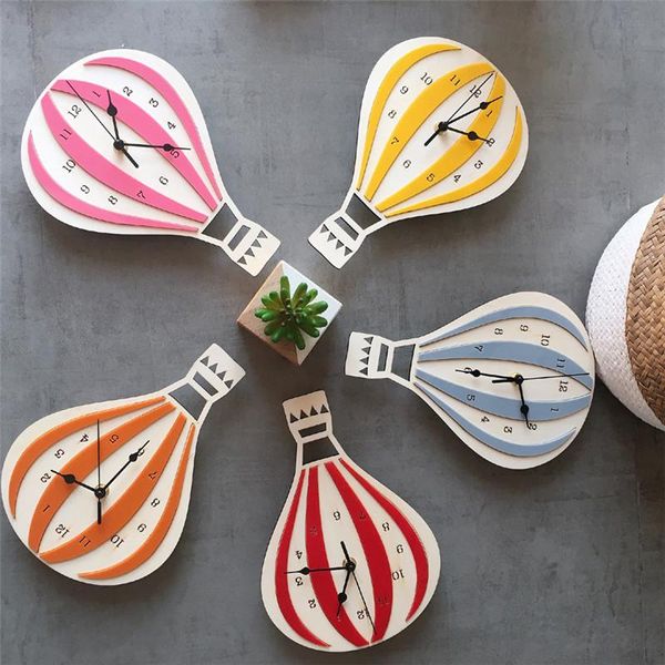 

wall clocks nordic air balloon ins style cartoon colorful mute wall-clock for kids rooms soft living room home decoration child