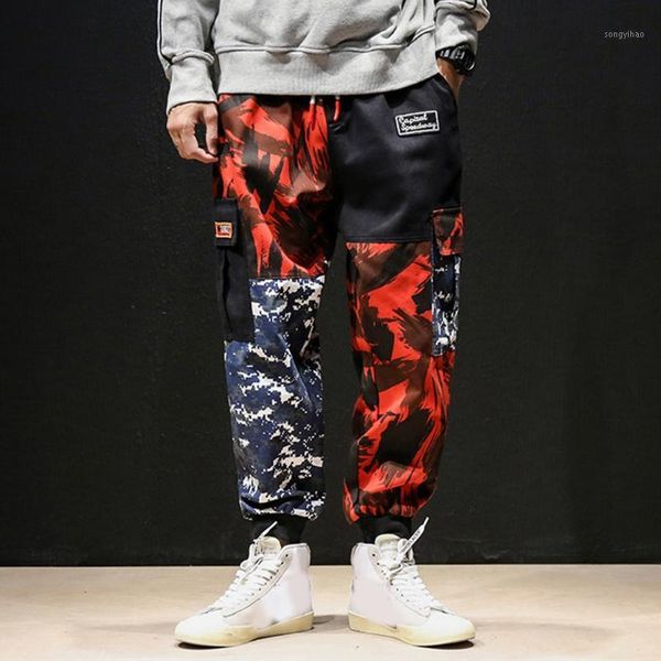 

men's pants style camouflage loose-legged overalls fashionable nine-minute hip hop joggers male multi-pocket, Black