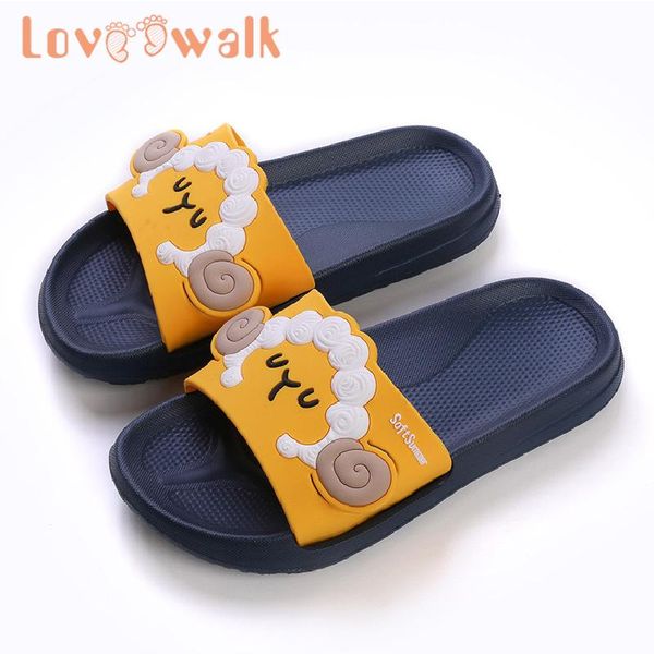 

slipper kids sheep slippers slide sandals patchwork cute water shoes boys girls shower pool for little big, Black;grey