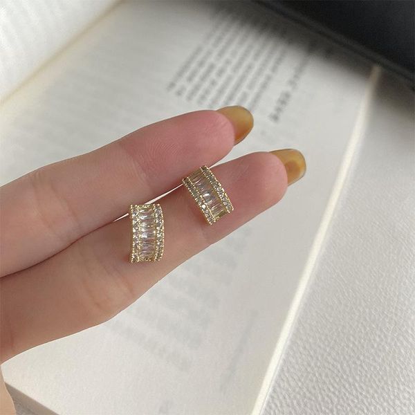 

stud cute elegant crystal geometric earrings for women fashion round metal jewelry oorbellen gift, Golden;silver