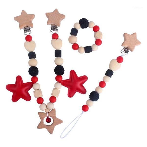 

stroller parts & accessories wooden teether baby play gym pacifier clip chain silicone beads dummy toys pram bell1