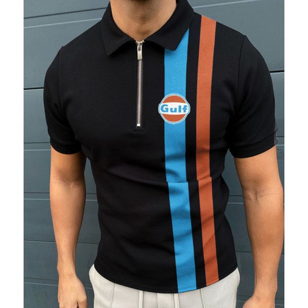 

excellent pattern men's zipper polo shirt comfortable breathable fashionable cool daily travel work party, White;black
