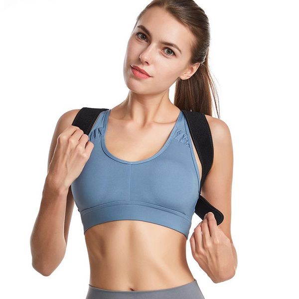 

back support invisible correction belt for chest posture body sculpting corset ladies student protector, Black;blue