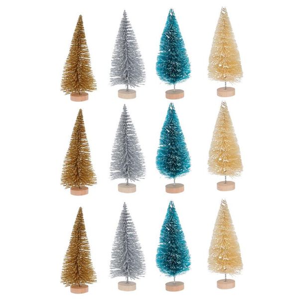 

Christmas Decorations 12Pcs Mini Trees Tabletop Ornament Party Decorative Supplies