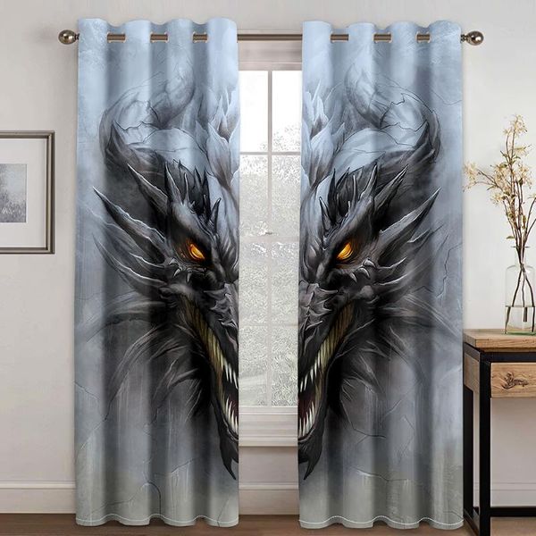 

curtain & drapes home living room shading 90% decorative wolf pattern textile decoration bedroom grommet curtains