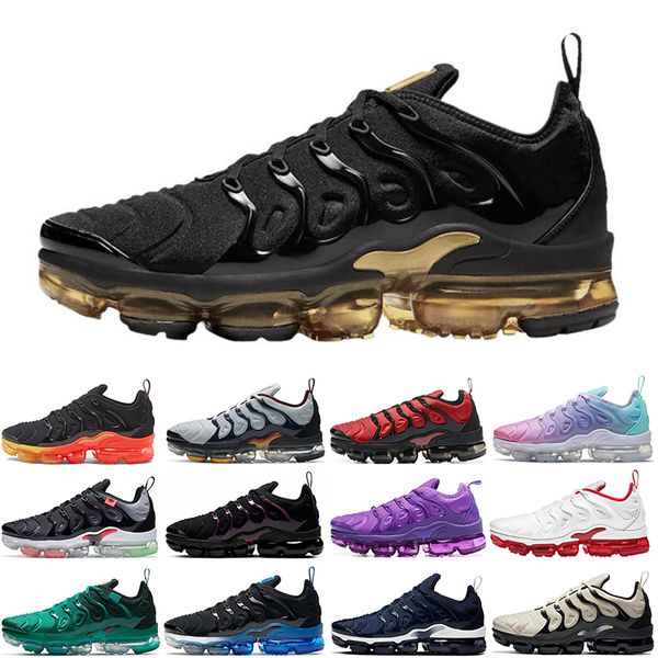 

2021 tn plus men women running shoe black gold voltage purple university red light bone white pure platinum lemon lime mens trainers sports