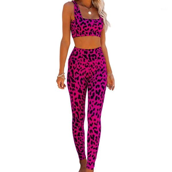 

sports yoga wear quick drying fashionable leopard print running practice pants european american women's set outfit