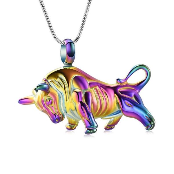 

cremation jewelry bull shape urn pendant necklace for ashes stainless steel pet loved one necklaces, Silver