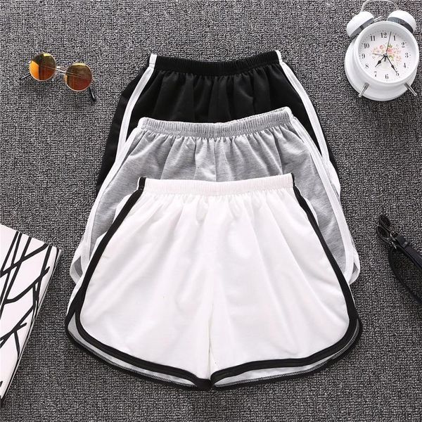 

women's shorts fashion pure color home casual high waist summer breathable elastic sport pantalones cortos mujer#g3, White;black