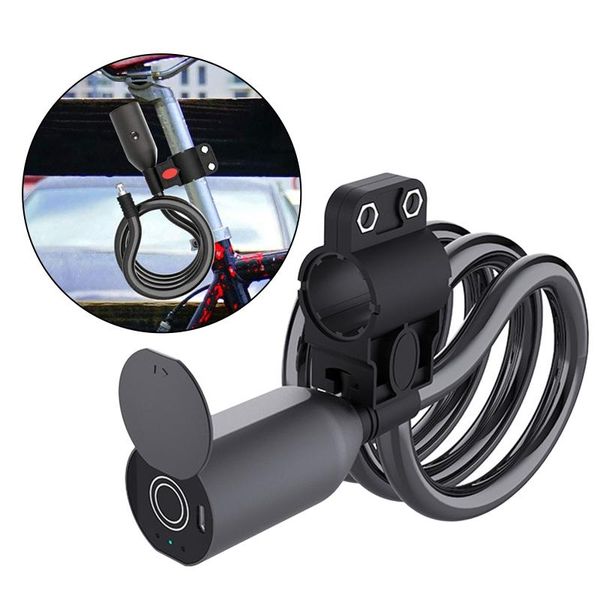 

bike locks fingerprint lock anti-theft keyless bicycle usb rechargable cable
