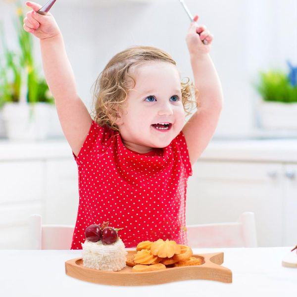 

dishes & plates cartoon plate wooden portable divided kids for toddlers baby