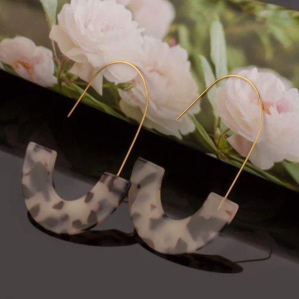 

wing yuk tak leopard print hoop earrings 2021 unique design fashion charm jewelry vintage acrylic women's dangle & chandelier, Silver