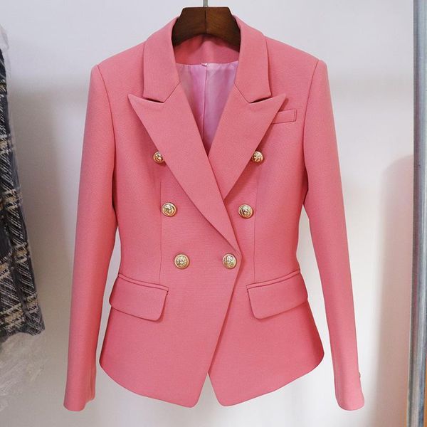 

women's jackets 2021 fashion star jacket coat double breasted metal lion buckle slim beads ground suit o217, Black;brown