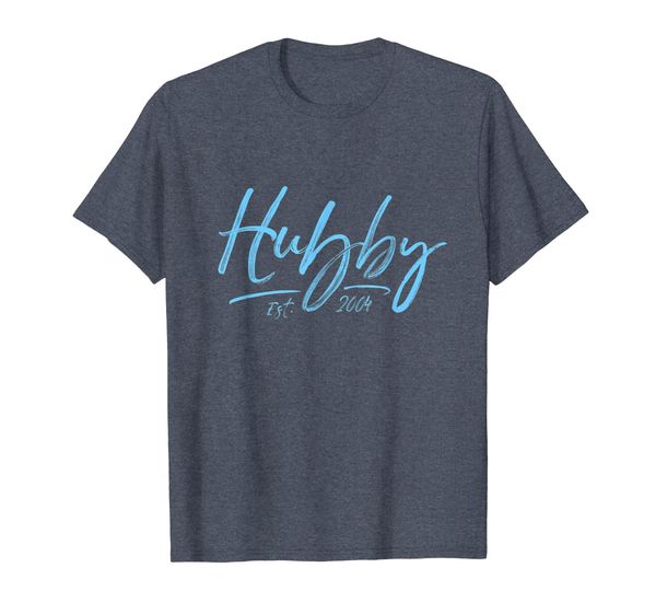 

hubby est 2004 15th year anniversary t-shirt, White;black