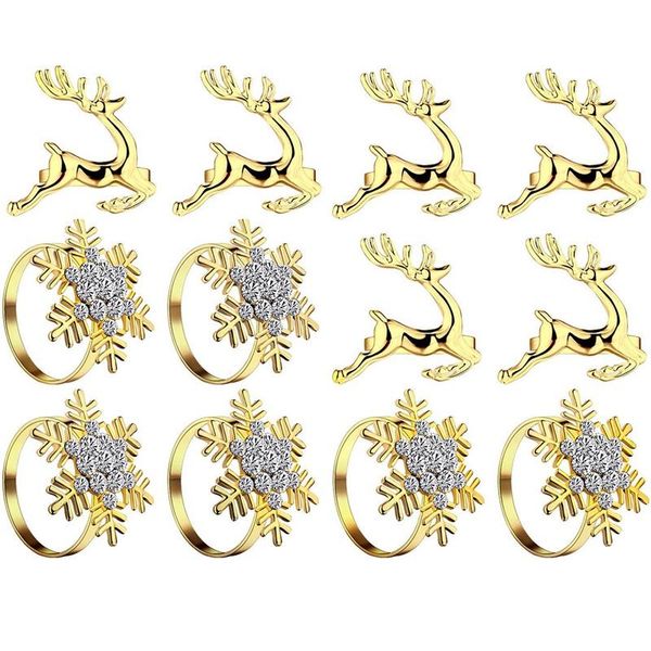 

pieces christmas napkin rings set, 6 elk chic and rhinestone snowflake