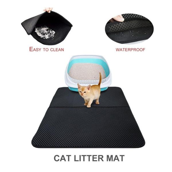 

high elastic foldable pets cats eva mat pads large size non-slip waterproof cat litter trapper pad for household use beds & furniture