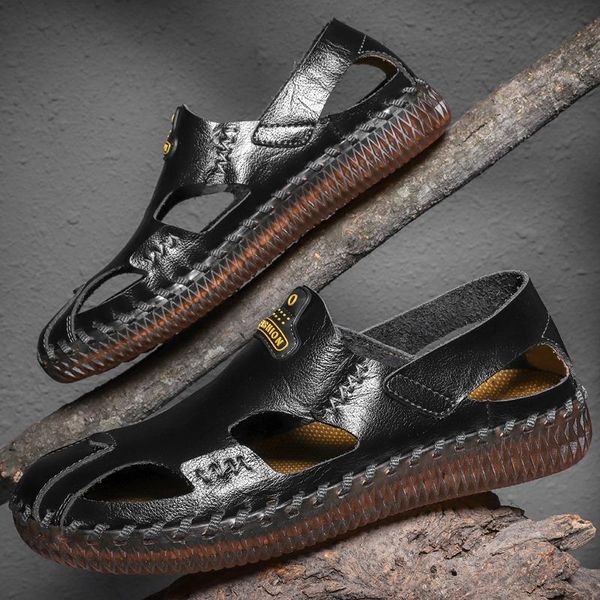 

sandals hombre mens women for sport sandal man homme rubber beach men sandale leather outdoor summer sandalsslippers flops wear sports, Black