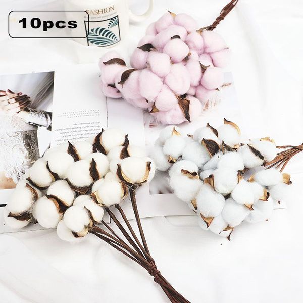 

decorative flowers & wreaths 10pcs cotton artificial flower branch bouquet dried home wedding decoration table single handmade