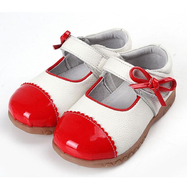 

sneakers 2021 children leather single shoes genuine for girls lovely bow-knot hook&loop design super lightweight soft bottom, Black;red