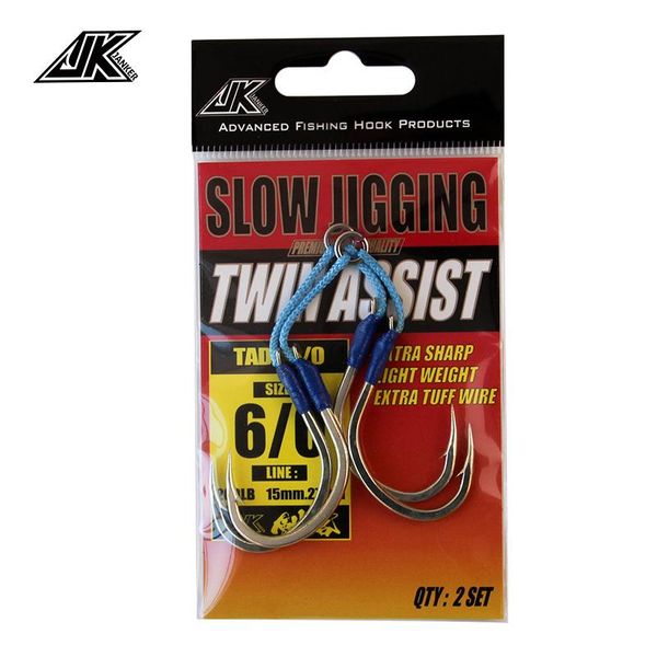 

fishing hooks jk tad series 5/0 6/0 sea high carbon steel assist hook jig withstand 45kg fishhooks pe line for jigs