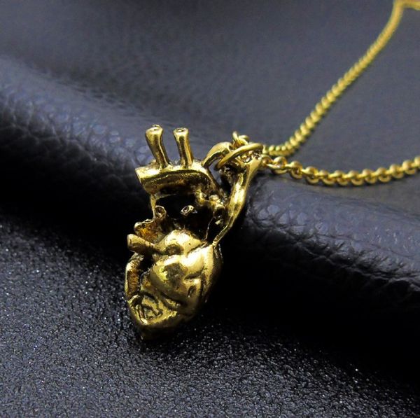 

european and american anatomical heart necklace solid gold necklaces, Silver