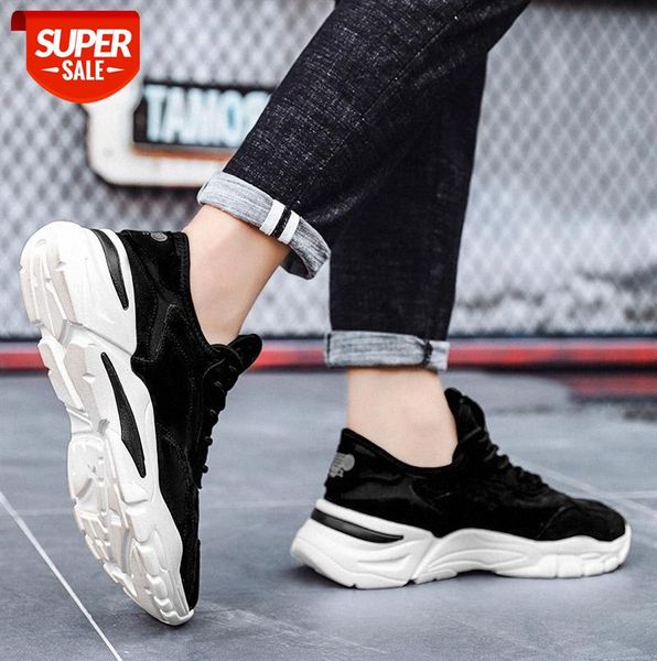 

men's lightweight mesh daddy shoes solid color pig leather casual sports #287x