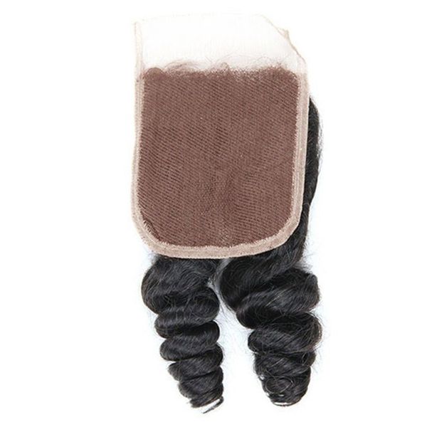 

brazilian loose wave closure 4x4 lace natural color human hair closures with baby hair, Black;brown