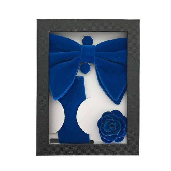 

suit velvet bow tie brooch square 4-piece pocket towel gift box, Gray