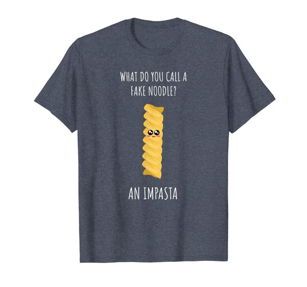 

a fake noodle, an impasta - funny pasta noodle pun t-shirt, White;black