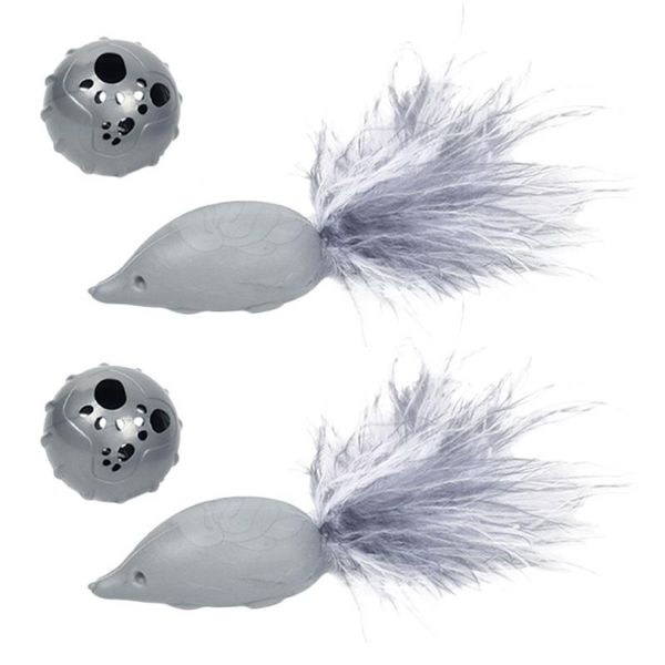 

cat toys 4pcs funny scratch cartoon chewing feather and bell