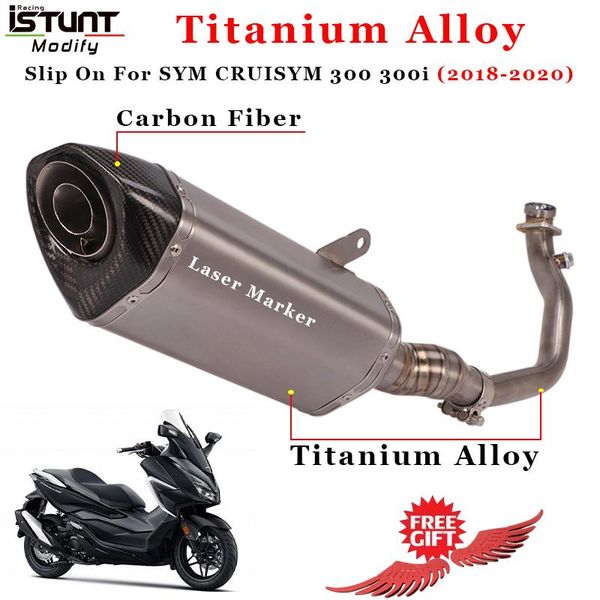 

motorcycle exhaust system slip on for sym cruisym300 cruisym300i scooters escape modified titanium alloy front link pipe muffler