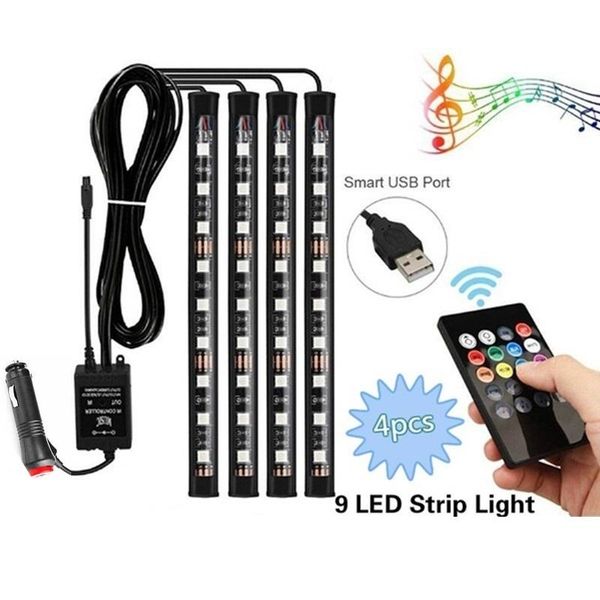 

car interior rgb atmosphere light 12v ambient strip tube diy mode under dash decorative pathway floor lamp backlight led strips