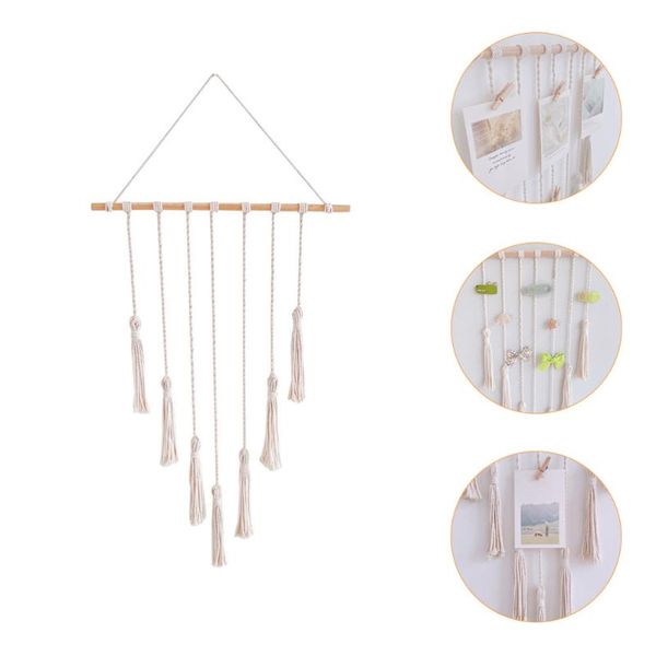 

decorative objects & figurines 1pc knit rope tapestry storage home decor for pos clips (white)