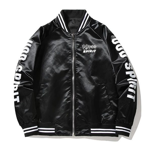 

men's jackets men clothing spring and autumn simple casual youth baseball small stand-up collar flying suit letter print jacket top, Black;brown