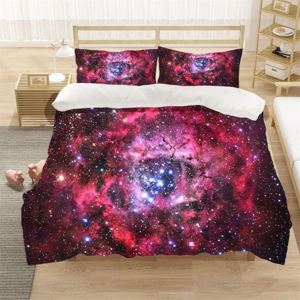 

starry sky series space bedding comforter cover set  galaxy planet printed duvet soft microfiber decor teens kids boy sets