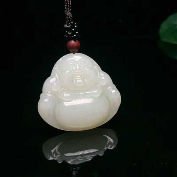 

lockets h34#hetian jade mouth often open buddha pendant, Silver