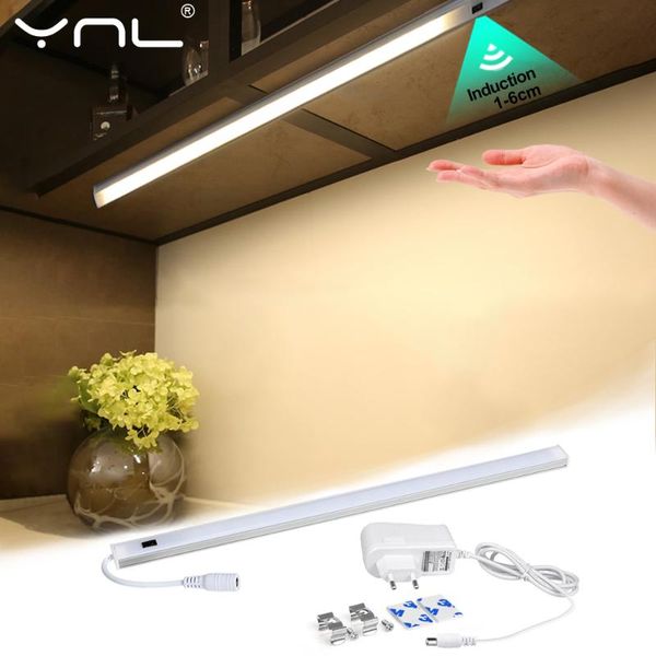 

cabinet light led under kitchen wardrobe bedroom closet night dc 12v 30/40/50cm hand sweep switch motion sensor smart lamp