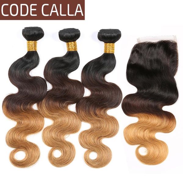 

human hair bulks ombre brazilian body wave 3 bundles with lace closure part remy weave code calla extensions, Black