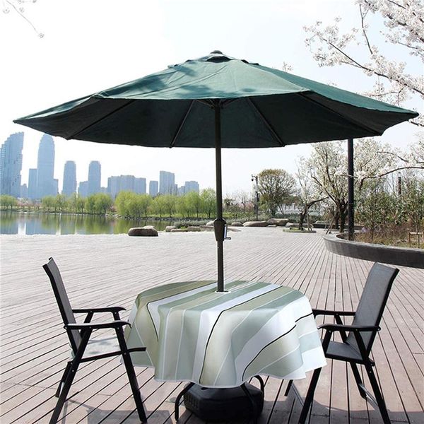 

table cloth outdoor round with umbrella hole zipper water repellent striped terrace garden decor storage bag