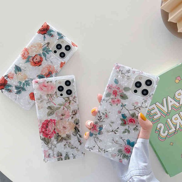 

square case, flower design, luxury case, suitable for iphone 12 11 pro and max 12 pro